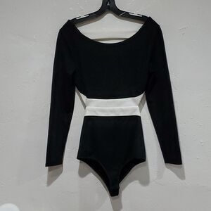 Bebe Open Back Black & White Bodysuit